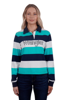 WRANGLER WOMENS BRIANA FASHION RUGBY (NAVY/AQUA)