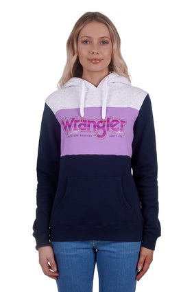 WRANGLER WOMENS SALLEY PULLOVER HOODIE (NAVY/WHITE)