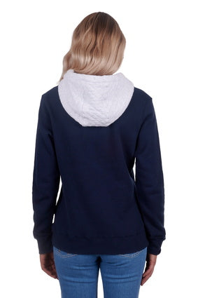 WRANGLER WOMENS SALLEY PULLOVER HOODIE (NAVY/WHITE)