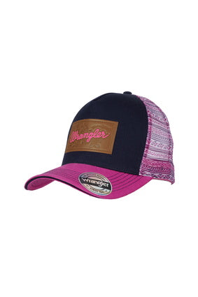 WRANGLER WOMENS PHEOBE HP PONYTAIL TRUCKER CAP (NAVY/PINK)