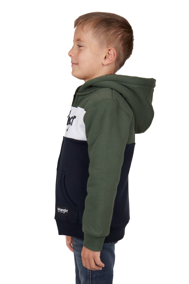 WRANGLER BOYS ELLIOT ZIP UP HOODIE (CYPRESS/NAVY)