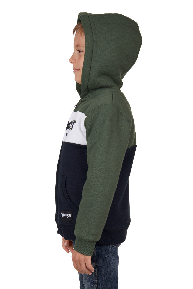 WRANGLER BOYS ELLIOT ZIP UP HOODIE (CYPRESS/NAVY)