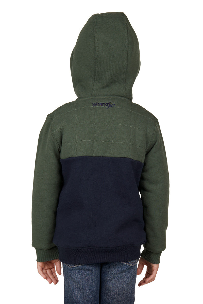 WRANGLER BOYS ELLIOT ZIP UP HOODIE (CYPRESS/NAVY)