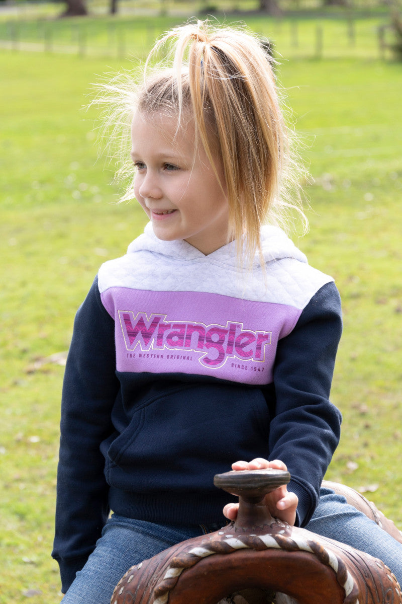 WRANGLER GIRLS SALLEY PULLOVER HOODIE (NAVY/WHITE)