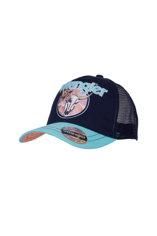 WRANGLER KIDS CHELSEA TRUCKER CAP (NAVY/AQUA)