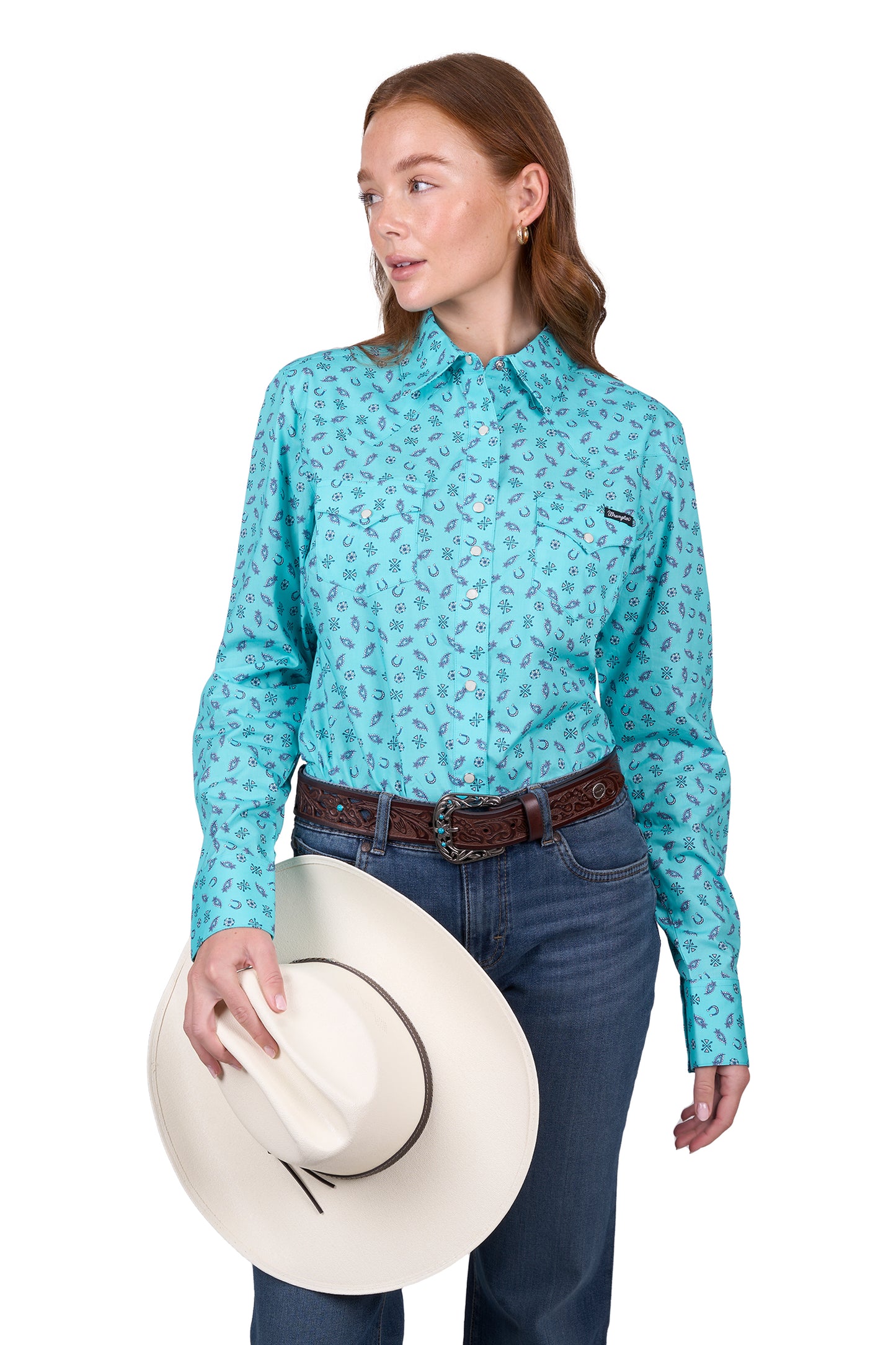 Wrangler Womens JANICE LS SHIRT - AQUA