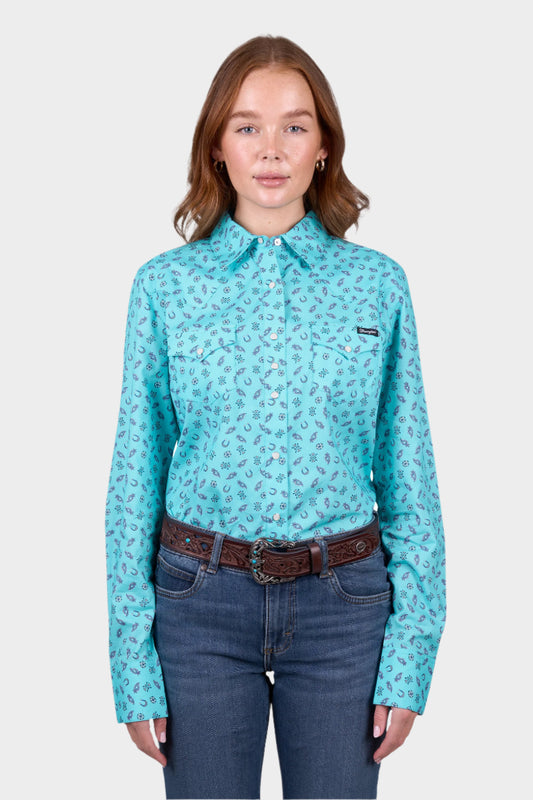 Wrangler Womens JANICE LS SHIRT - AQUA