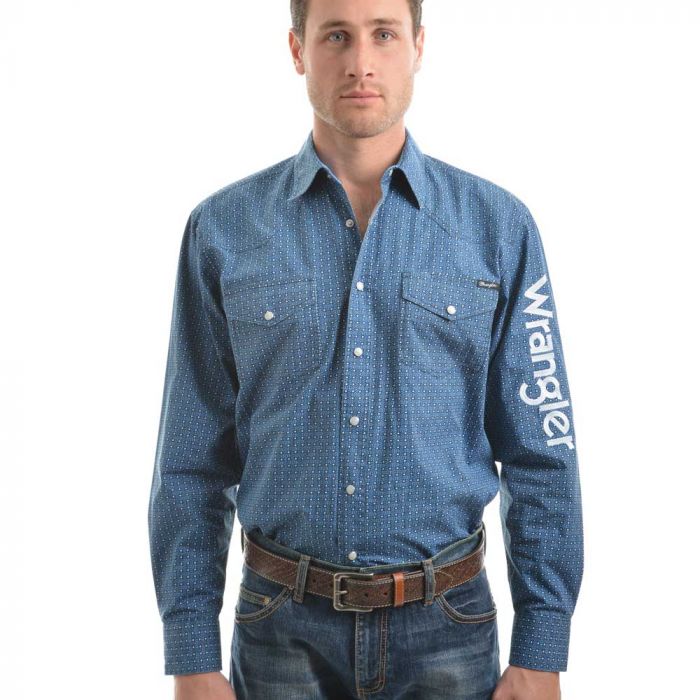 Wrangler Men's Logo Kade Long Sleeve Shirt