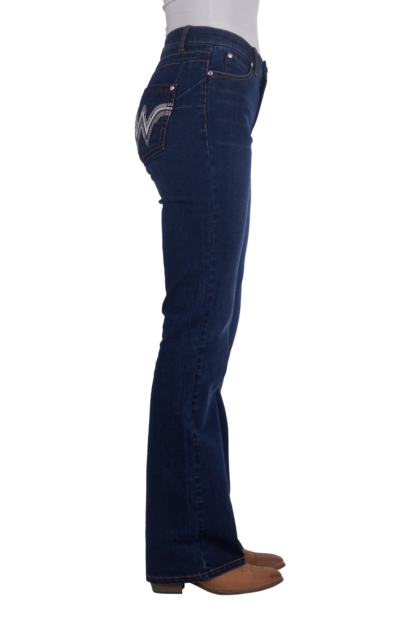 WRANGLER WOMENS TILLY JEAN Q-BABY BOOTY (WILD INDIGO) 34"LEG