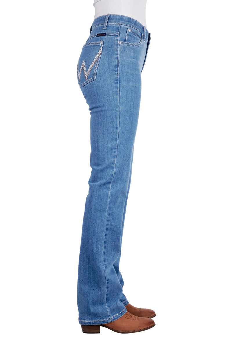 WRANGLER WOMENS AUSTIN JEAN Q-BABY (FADED BLUE) 34"LEG