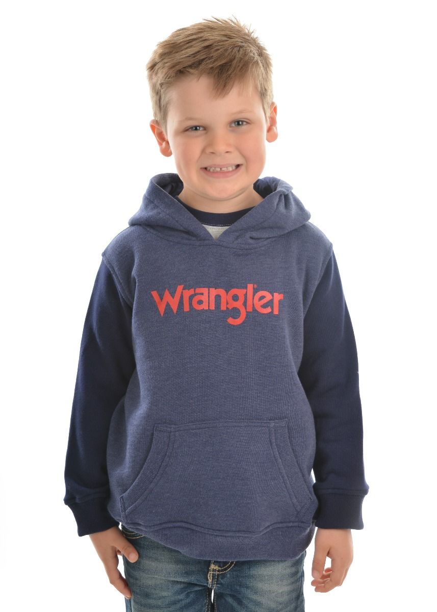 Wrangler Boys Logo Pullover Hoodie (Navy Marle)