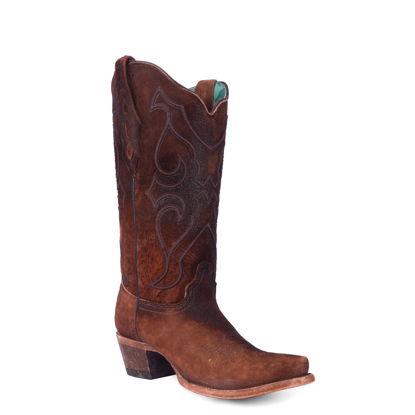 Corral Women's Lamb Suede Embroidered Snip Toe Boots - Brown