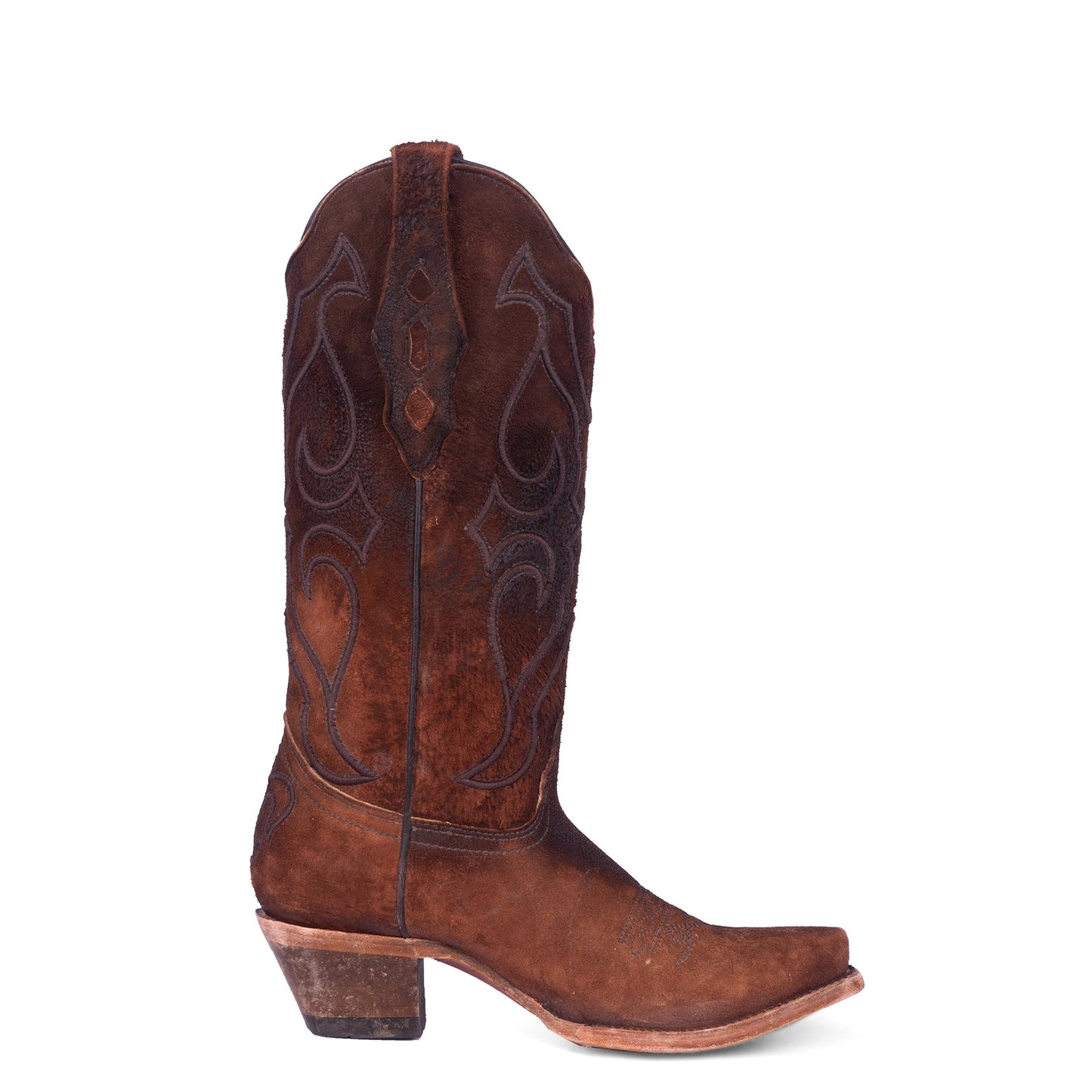 Corral Women's Lamb Suede Embroidered Snip Toe Boots - Brown