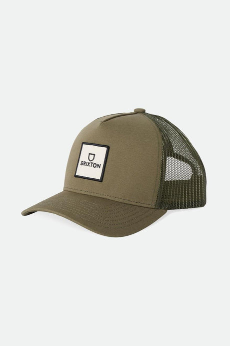 Brixton Alpha Black Netplus trucker Hat - Olive