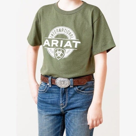 Ariat Boys Centre Fire Short Sleeve T-Shirt - Forest Heather