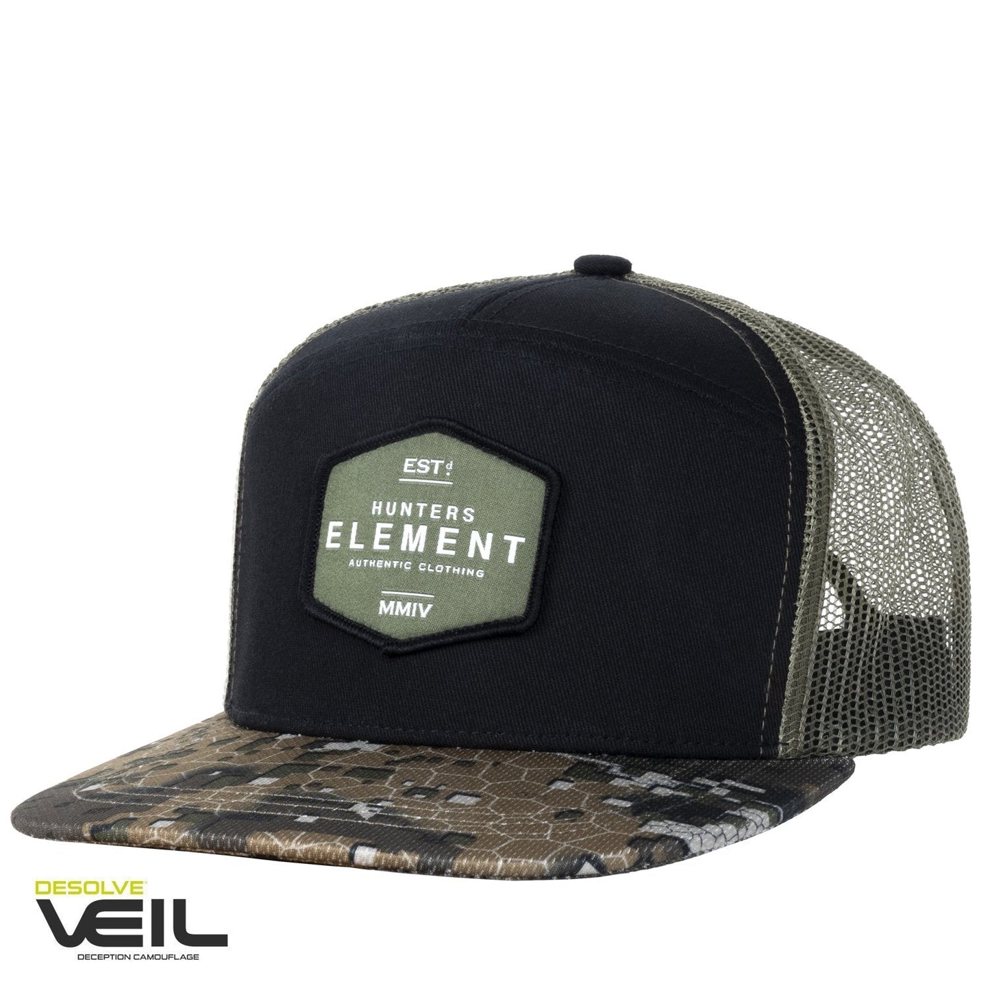 HUNTERS ELEMENT AUTHENTIC TRUCKER CAP - BLACK/DESOLVE VEIL