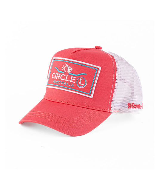 Circle L Coral & White High Profile Trucker Cap