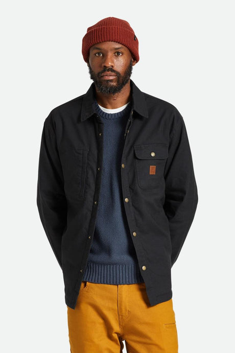 Brixton Mens Builders Stretch Flannel Lined Jacket (Black)