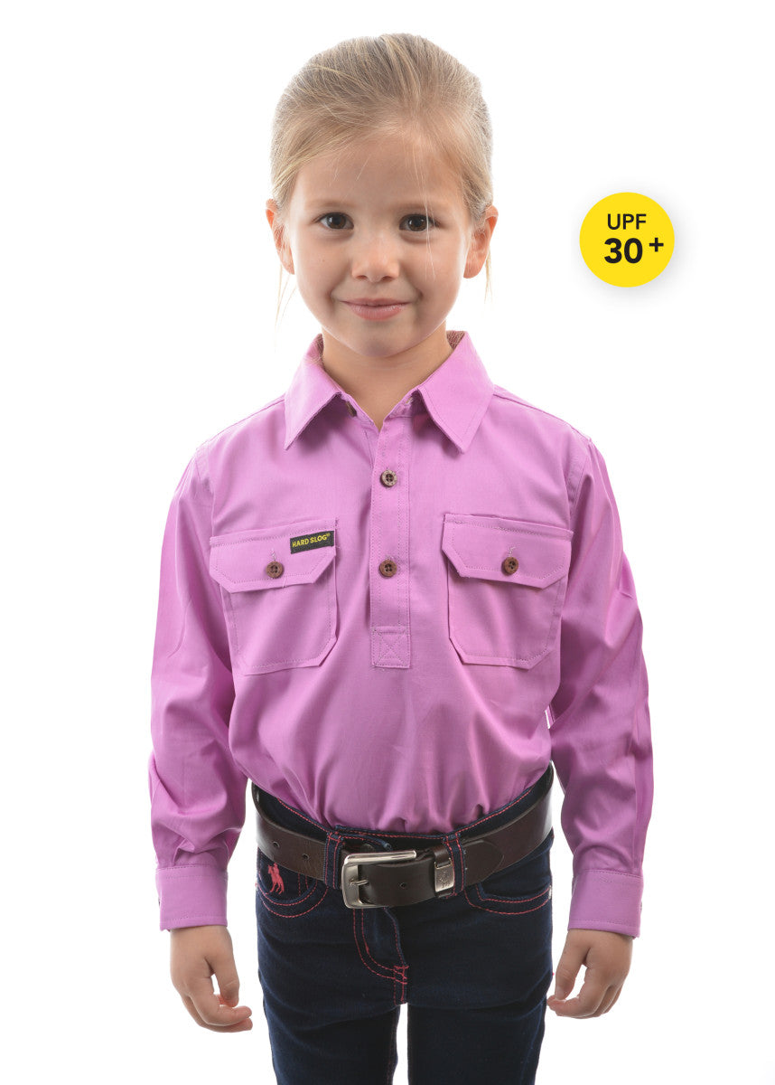 HARDSLOG KIDS HALF PLACKET LIGHT COTTON SHIRT_VIOLET