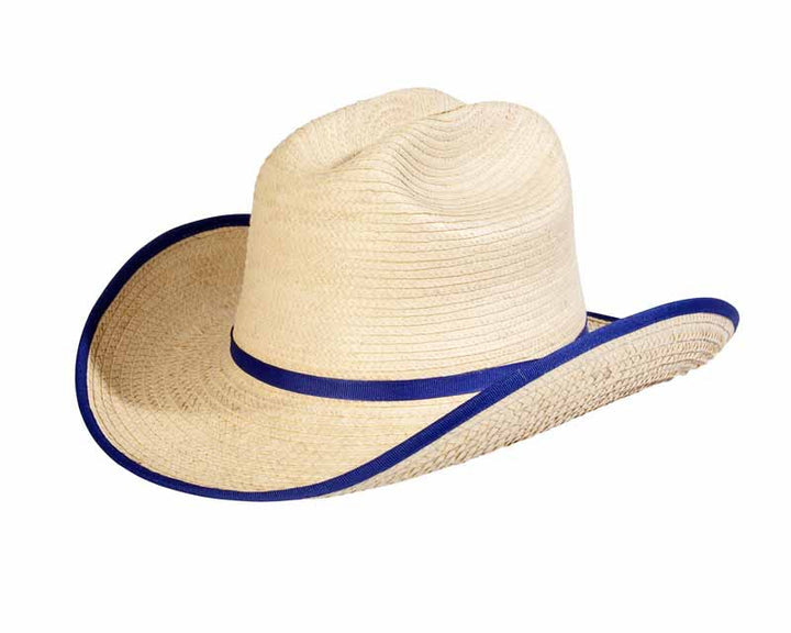 Sunbody Hats Kids Cattleman - Natural / Royal Blue Bound Edge