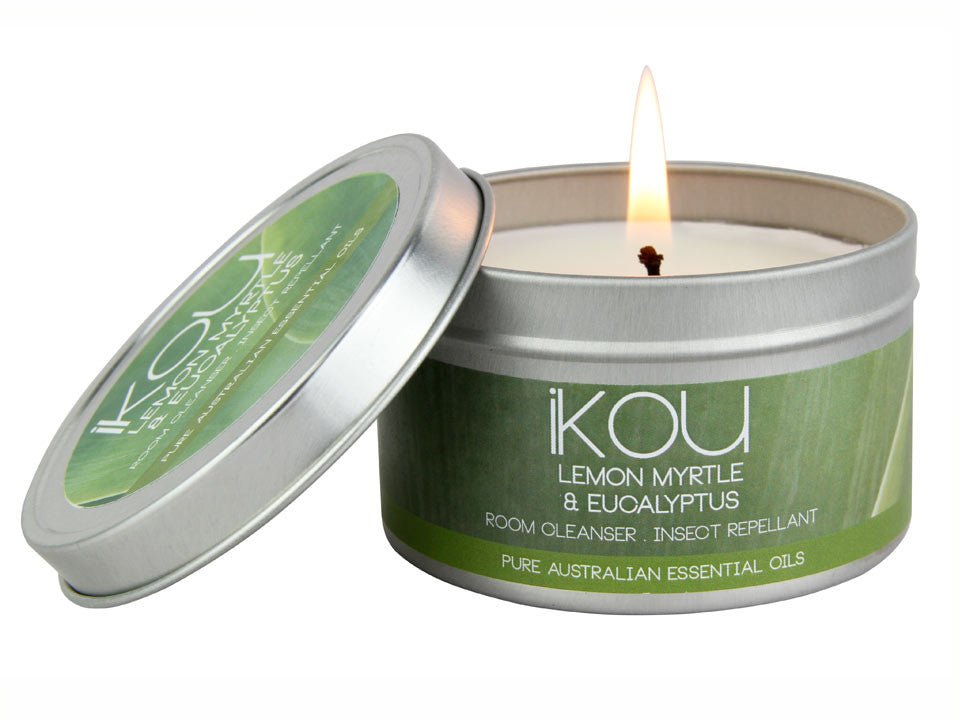 iKou Lemon Myrtle & Eucalyptus Essential Oil Candle - CLEARANCE