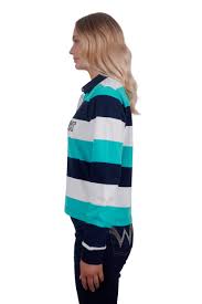 WRANGLER WOMENS BRIANA FASHION RUGBY (NAVY/AQUA)