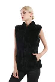 Heavenly Craft Rabbit Fur Vest - V.41_Black