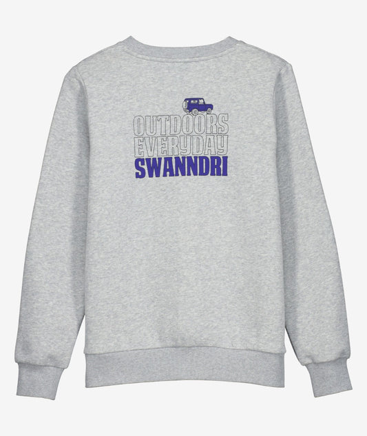 Swanndri Kid's Bankside Printed Crew - Grey Marle/Cobalt