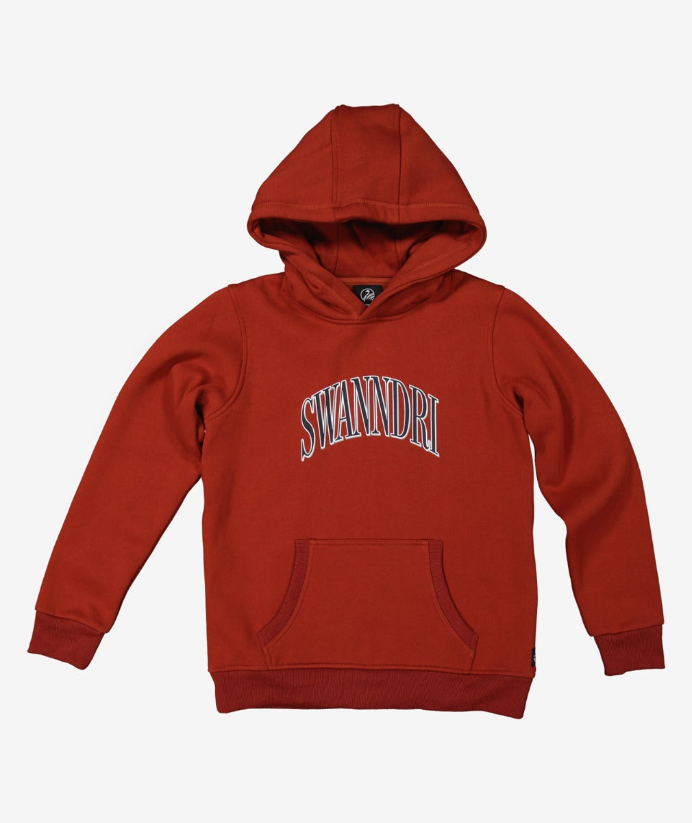 Swanndri Kid's Hokonui Printed Hoodie - Merlot/Navy