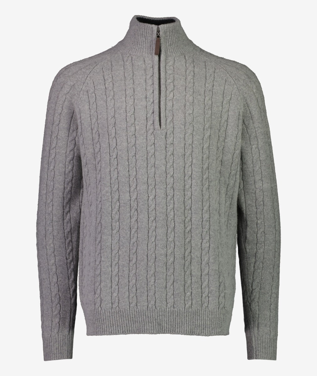 Swanndri Mens Doncaster 1/4 Zip Cable Knit - Grey Marle