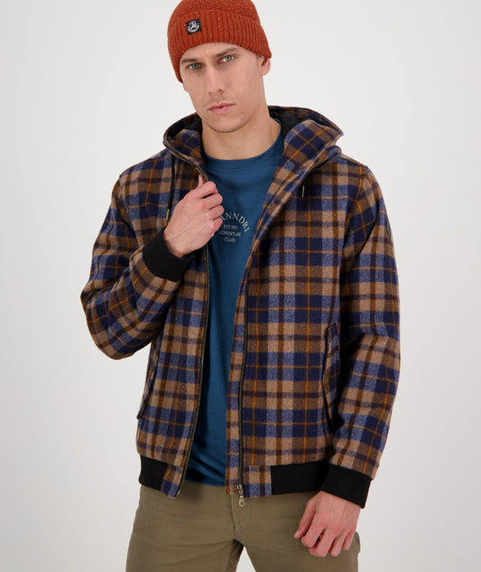 Swanndri Men's Dunwich Wool Hoodie - Toffee Check