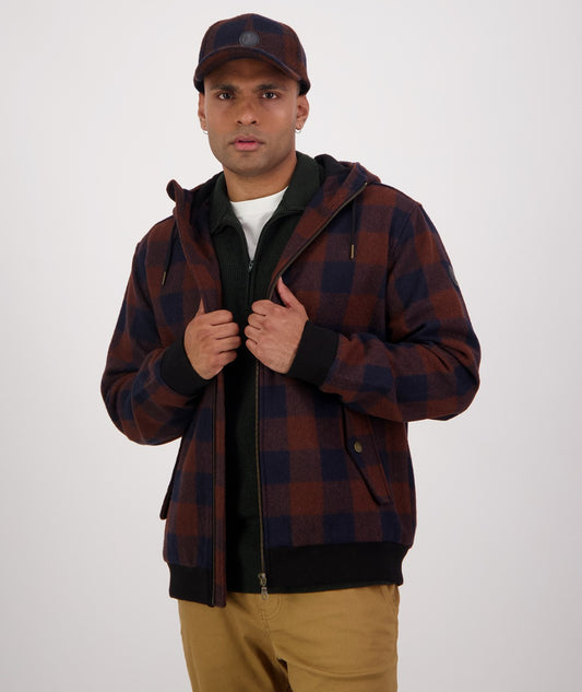 Swanndri Men's Dunwich Wool Hoodie - Ground Check