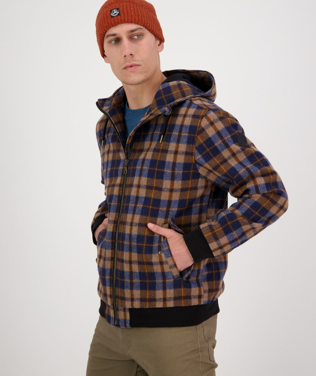 Swanndri Men's Dunwich Wool Hoodie - Toffee Check