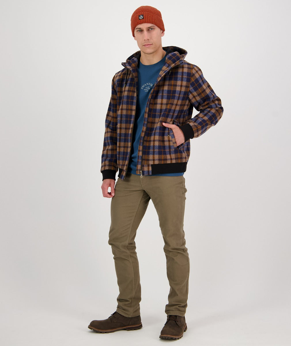 Swanndri Men's Dunwich Wool Hoodie - Toffee Check