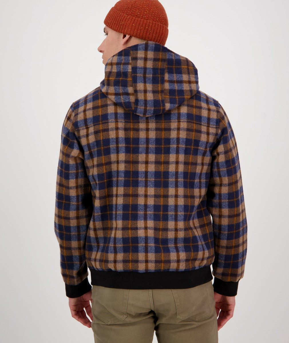 Swanndri Men's Dunwich Wool Hoodie - Toffee Check