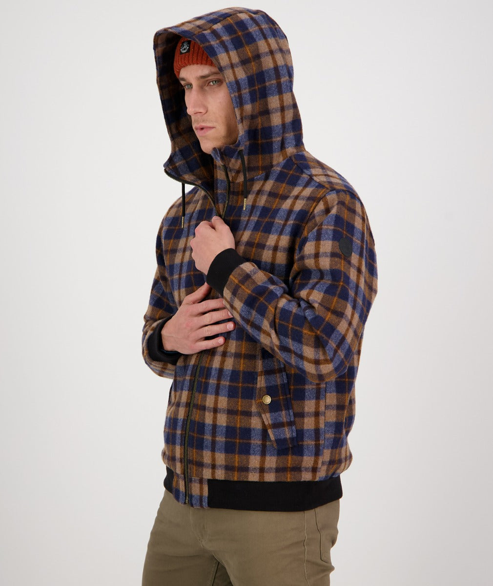 Swanndri Men's Dunwich Wool Hoodie - Toffee Check