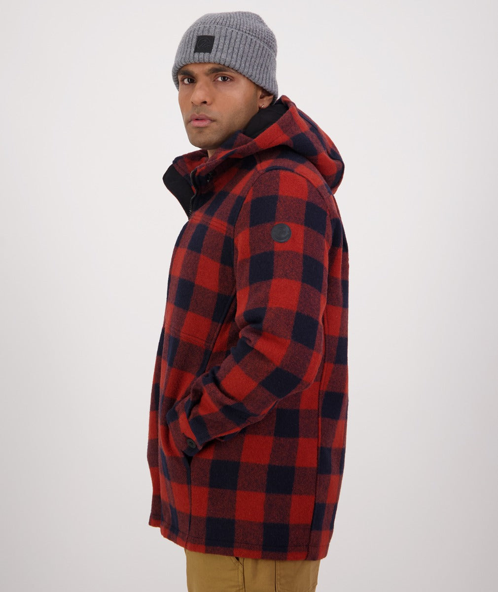 Swanndri Men's Hudson Hoodie - Burnt Merlot Check