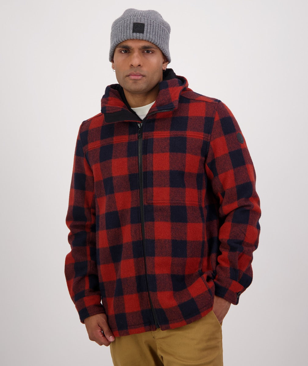 Swanndri Men's Hudson Hoodie - Burnt Merlot Check