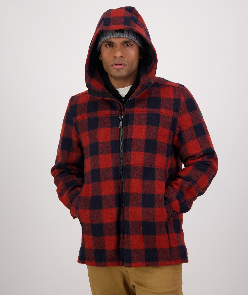 Swanndri Men's Hudson Hoodie - Burnt Merlot Check