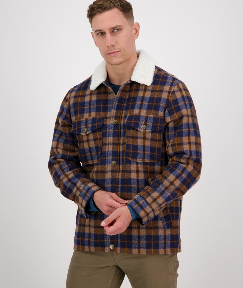 Swanndri Men's Kaituna Sherpa Lined Jacket (Toffee Check)