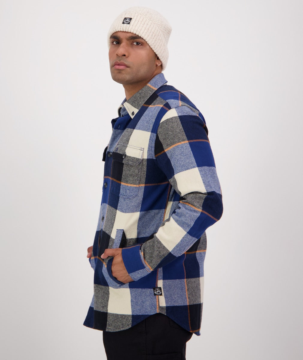 Swanndri Men's Lowcliffe L/S Shacket (Cobalt Check) CLEARANCE