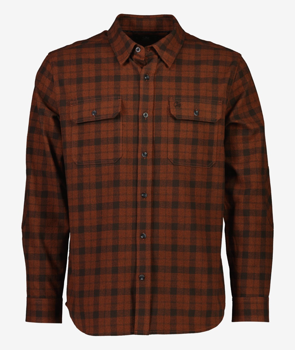 Swanndri Men's Port Road L/S Shirt - Merlot/Coffee