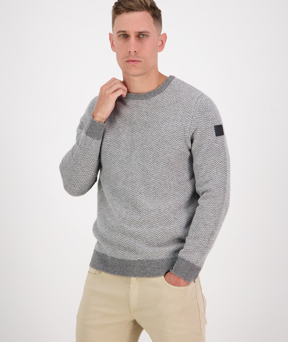 Swanndri Men's Portside Herringbone Crew - Grey