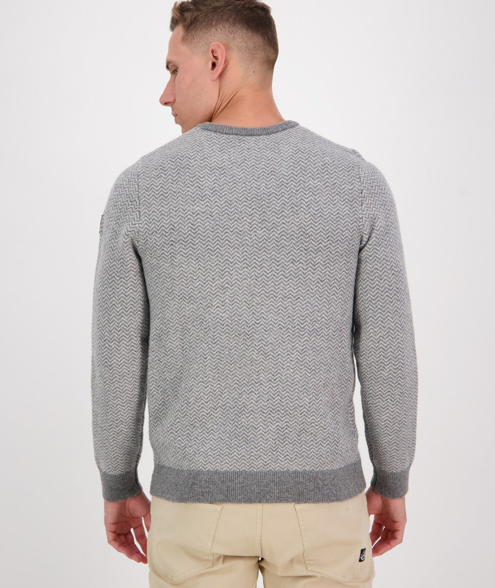 Swanndri Men's Portside Herringbone Crew - Grey