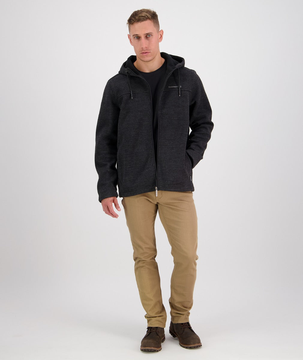 Swanndri Men's Rifleman Wool Blend Hoodie - Charcoal