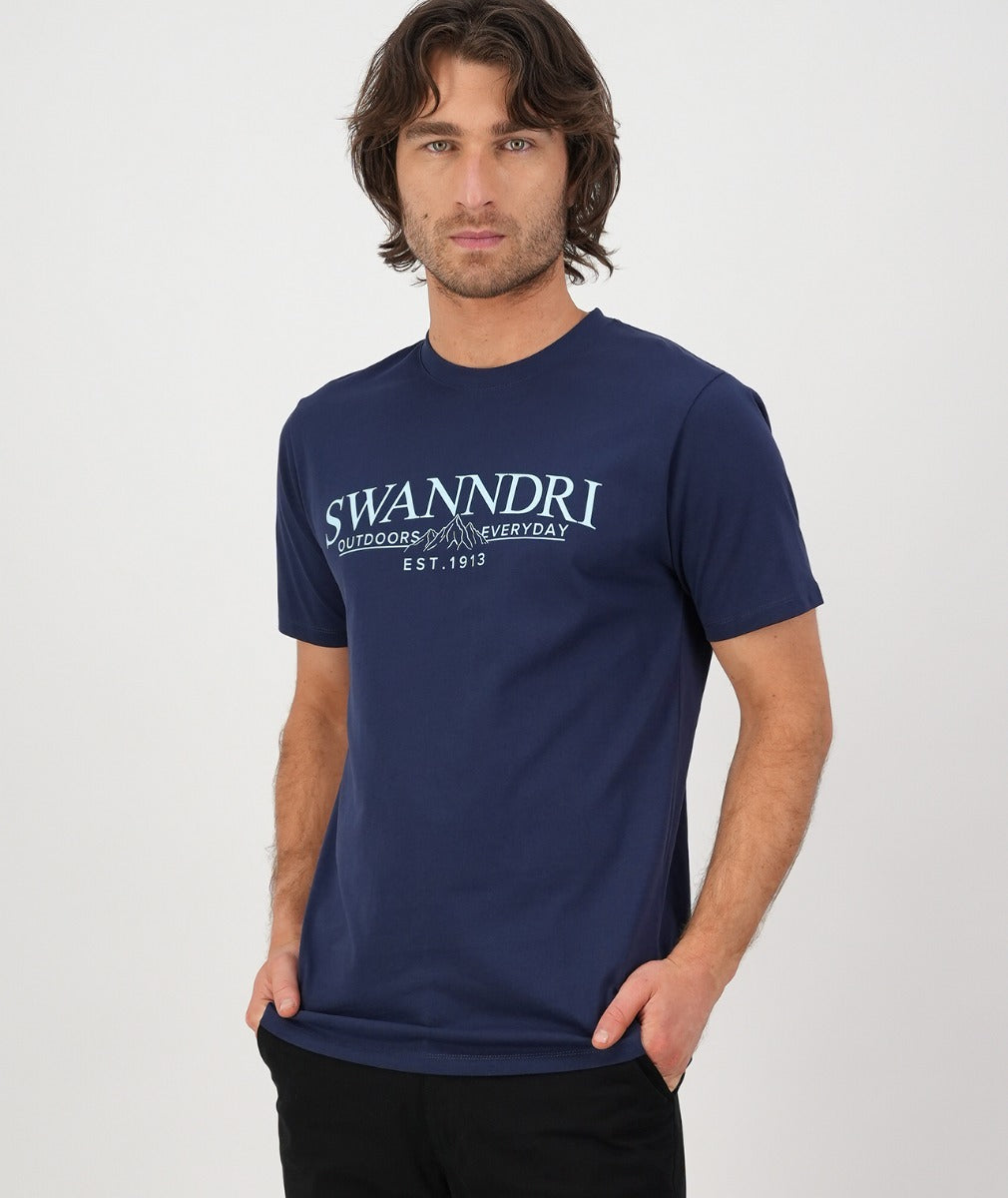 Swanndri Men's Traverse print Tee Shirt - Navy