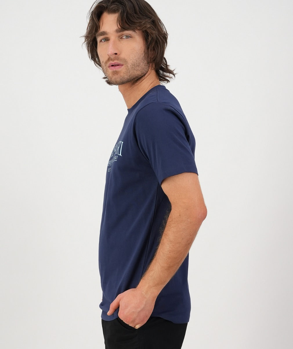 Swanndri Men's Traverse print Tee Shirt - Navy