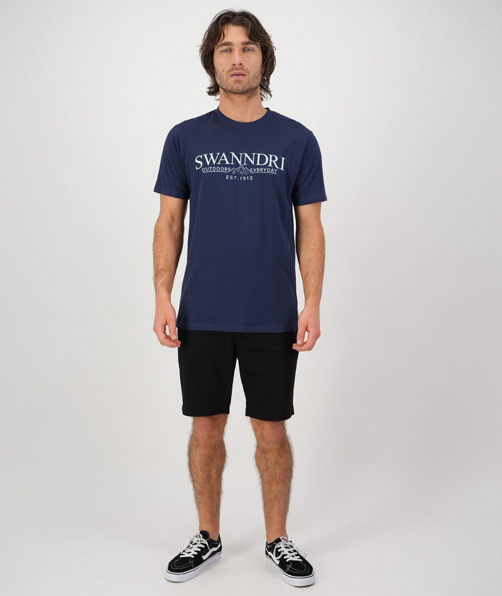 Swanndri Men's Traverse print Tee Shirt - Navy