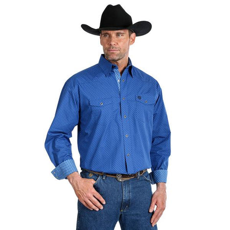 Wrangler USA Men's George Strait Blue Long Sleeve Shirt