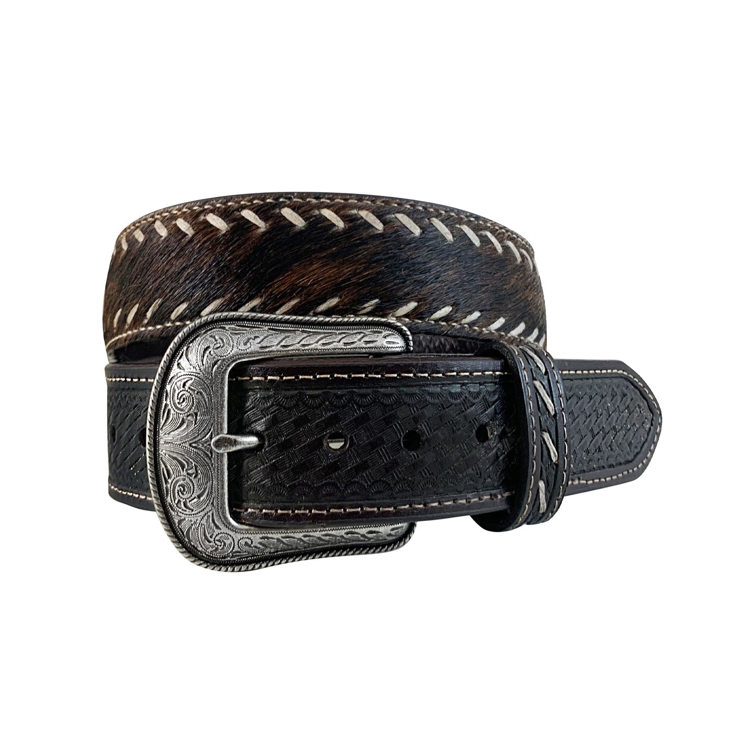 Roper Men's Leather Belt (Brown, Hair On)